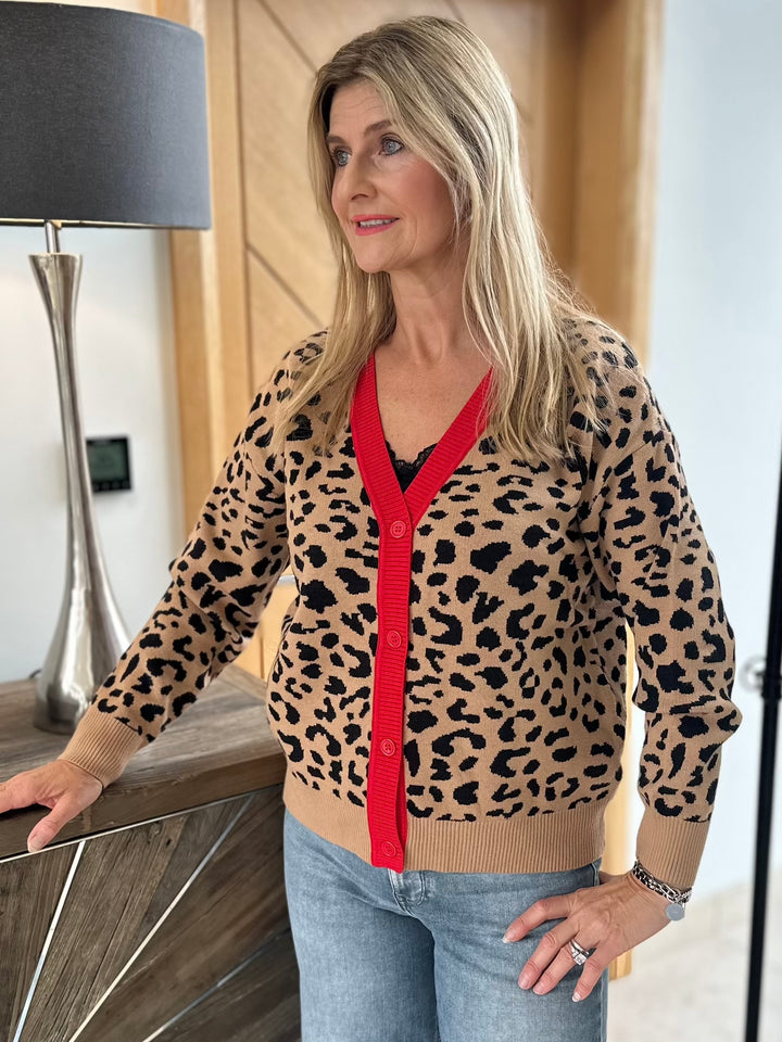 Zelly Leopard & Red Cardigan