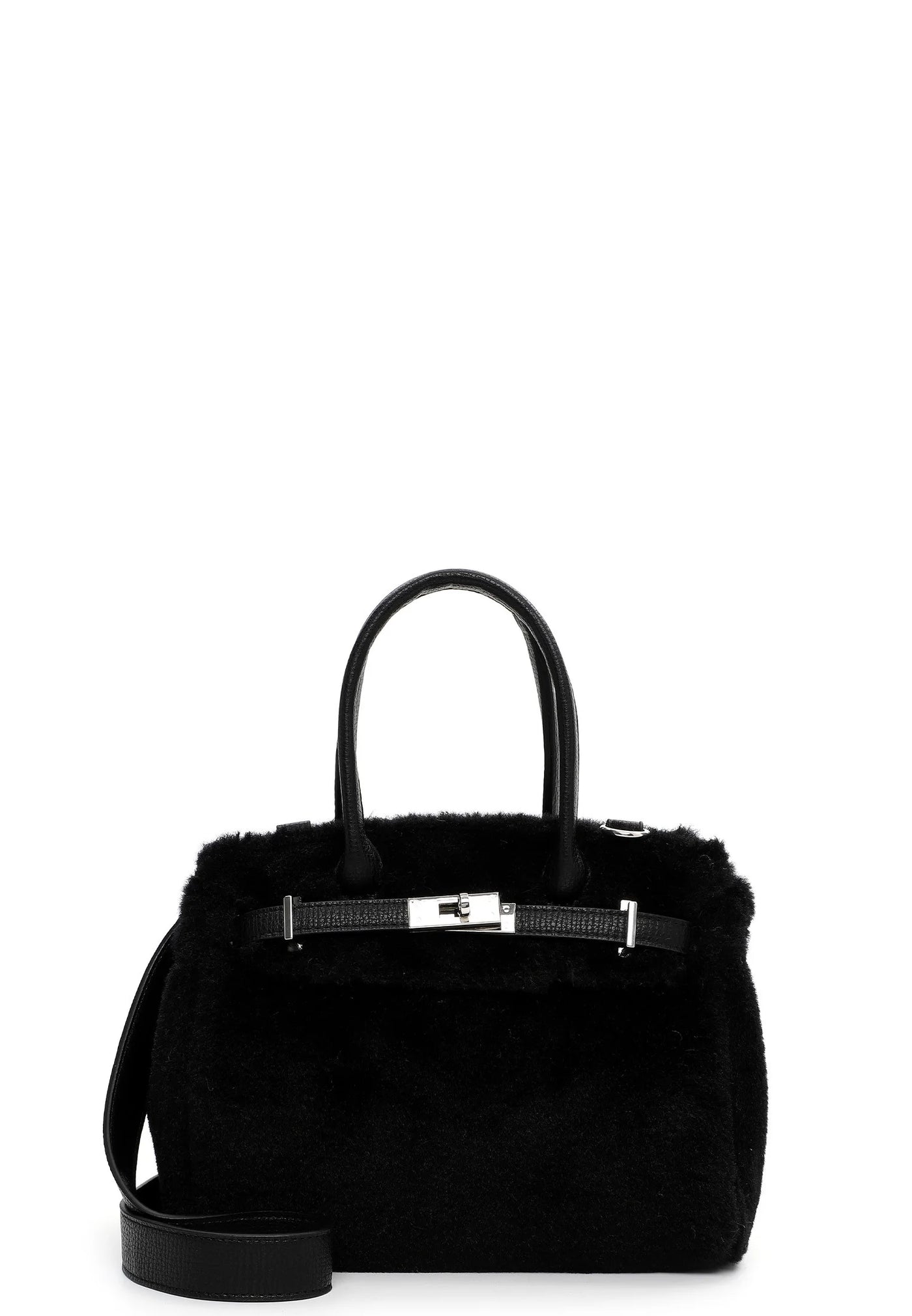 Black Heather Faux Fur Handbag