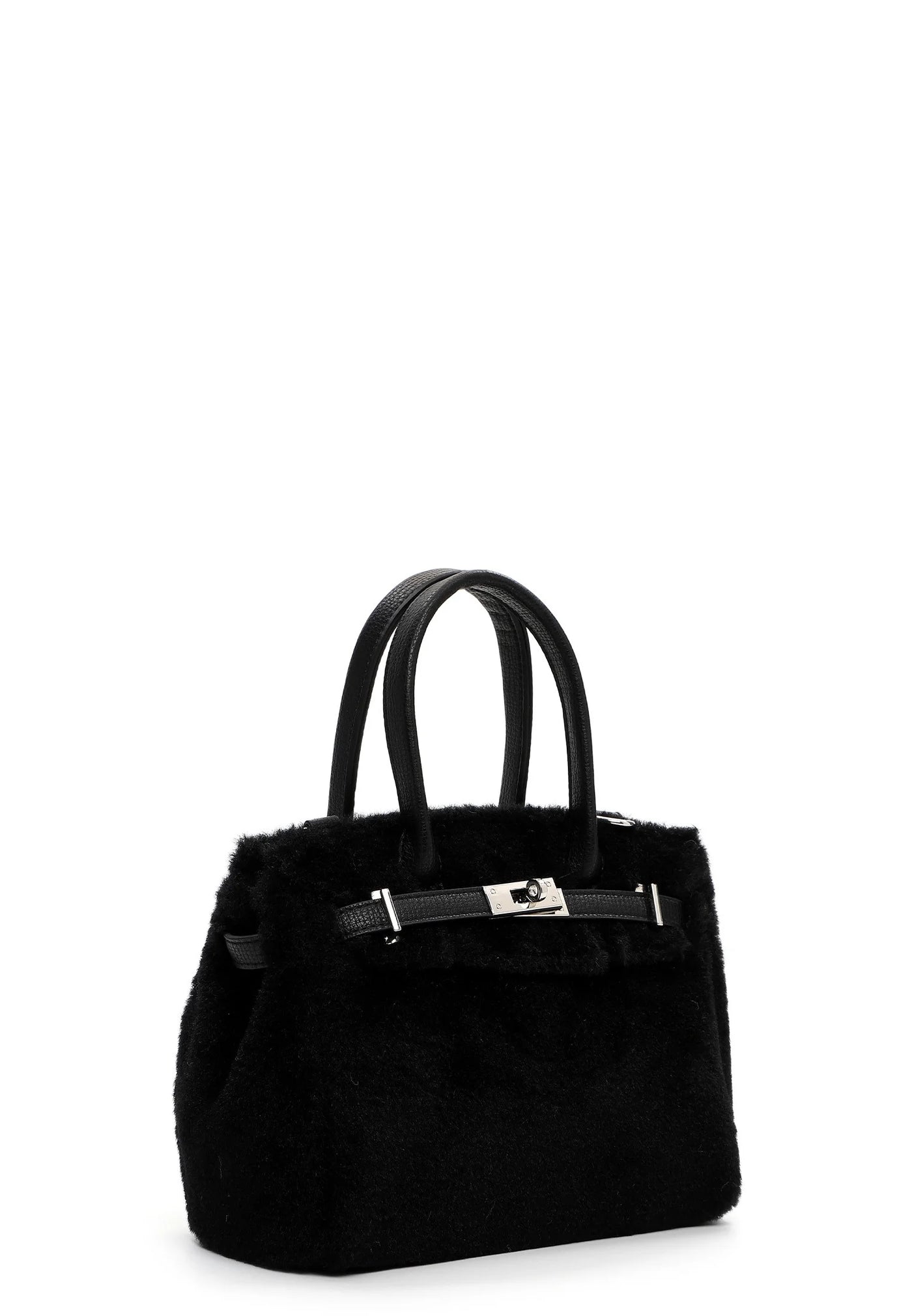 Black Heather Faux Fur Handbag