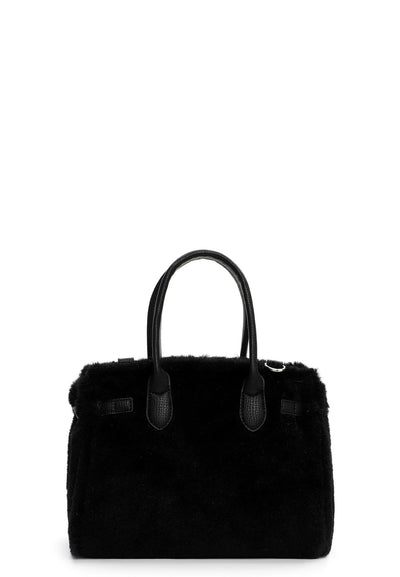 Black Heather Faux Fur Handbag