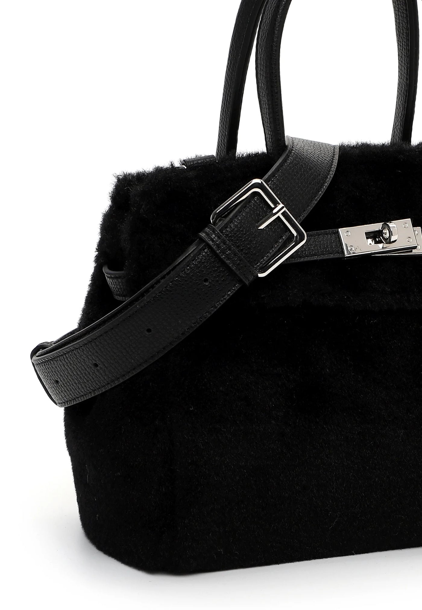 Black Heather Faux Fur Handbag