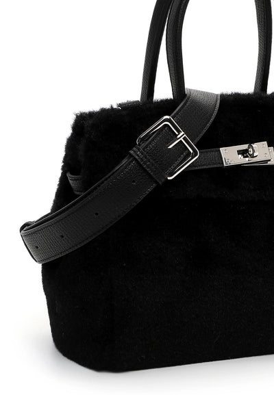 Black Heather Faux Fur Handbag