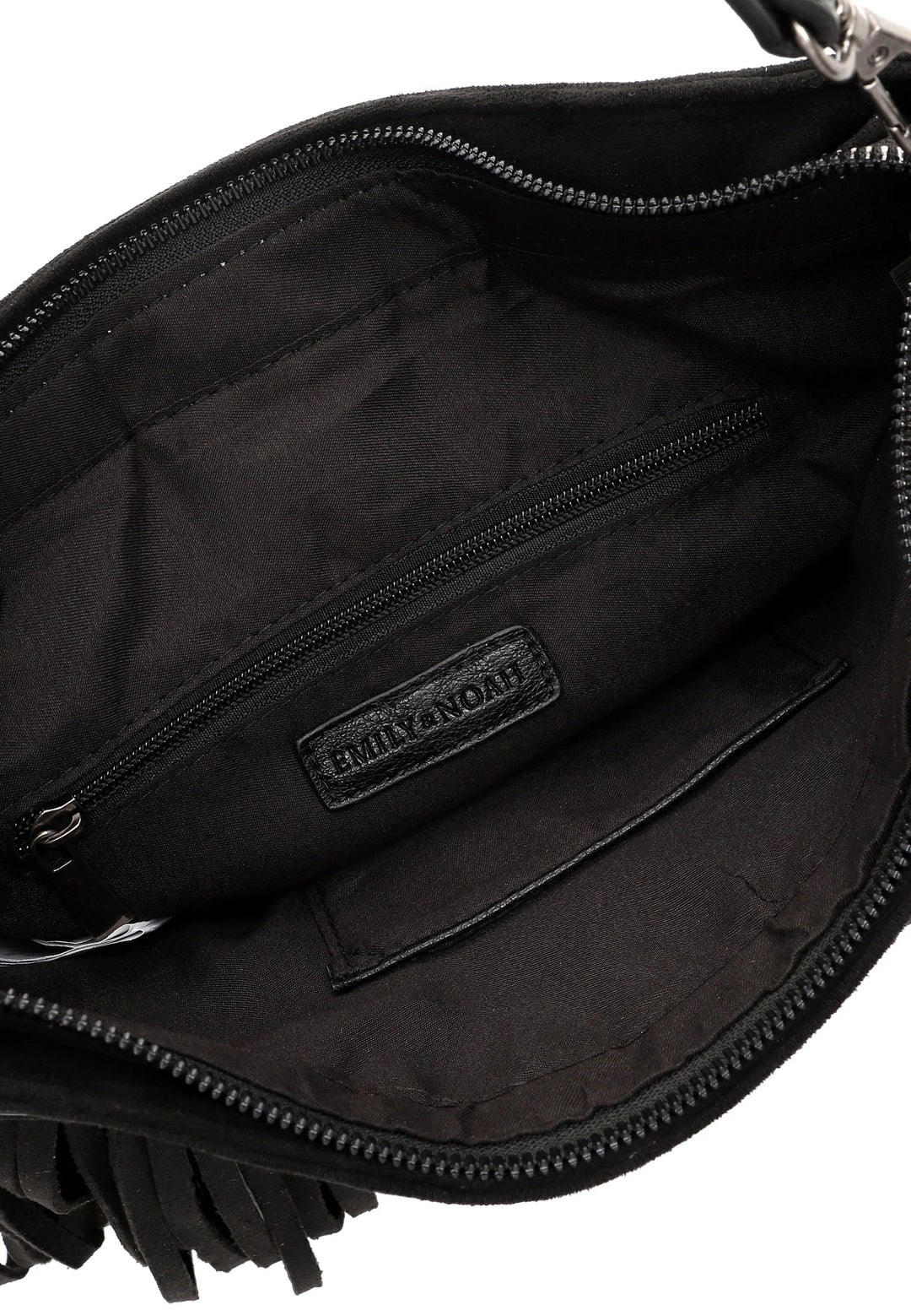 Black Fringed Faux Suede Bag