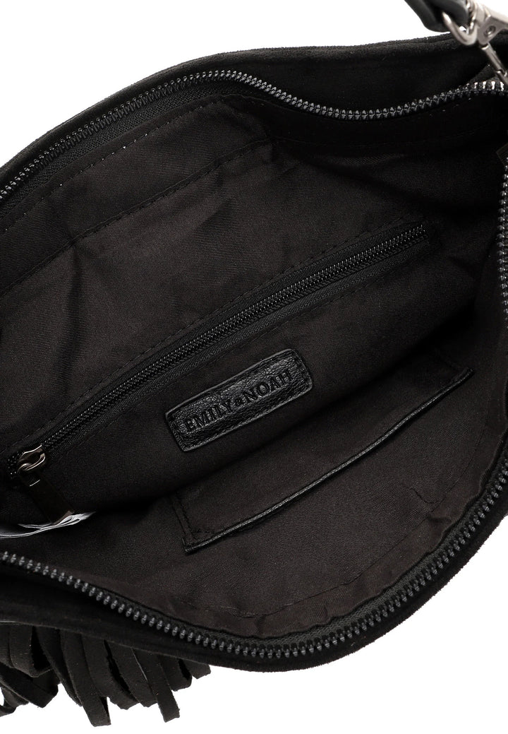 Black Fringed Faux Suede Bag