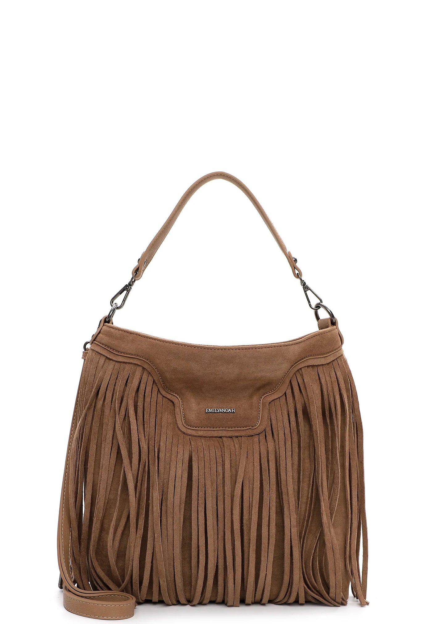 Sand Fringed Faux Suede Bag