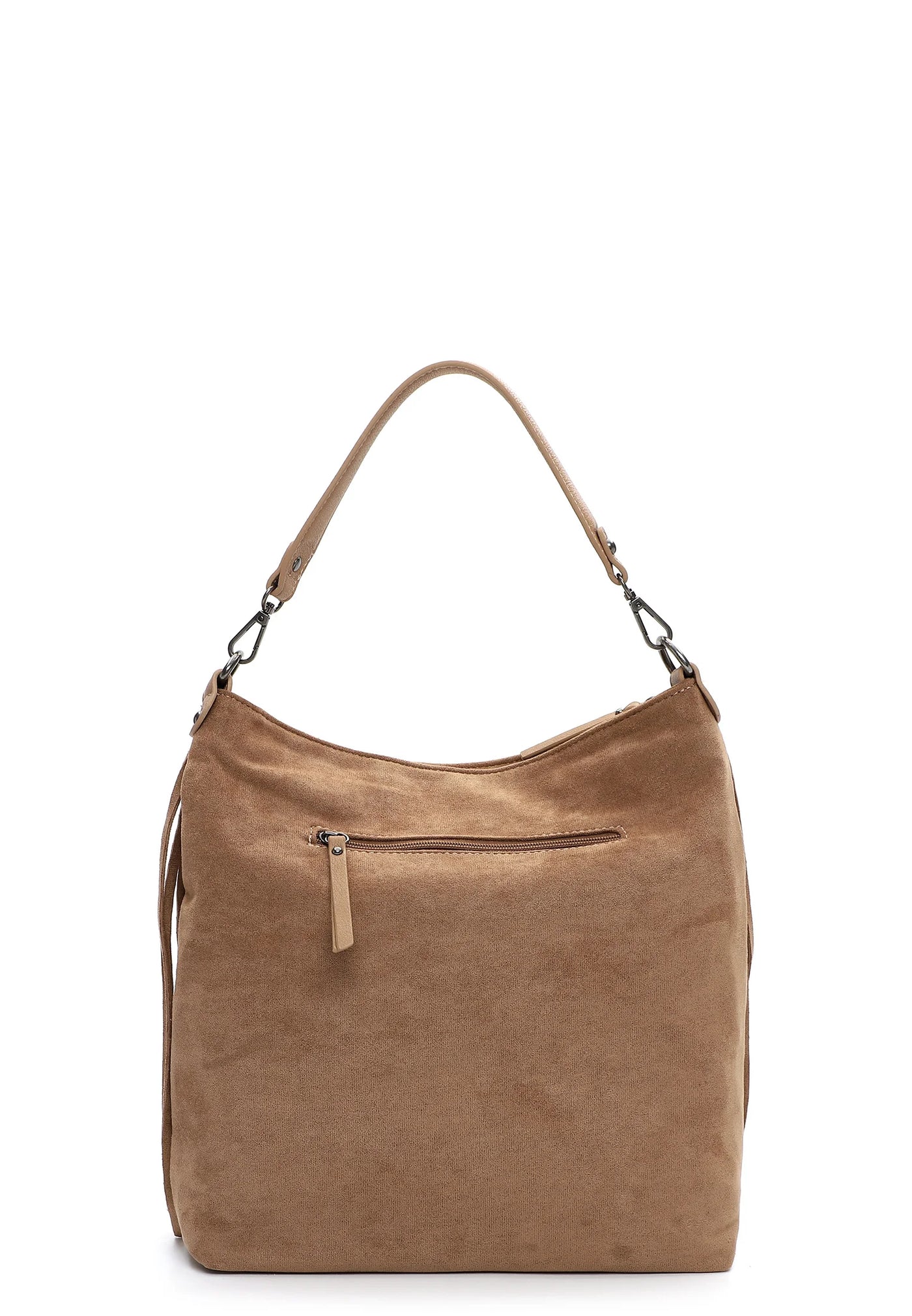 Sand Fringed Faux Suede Bag