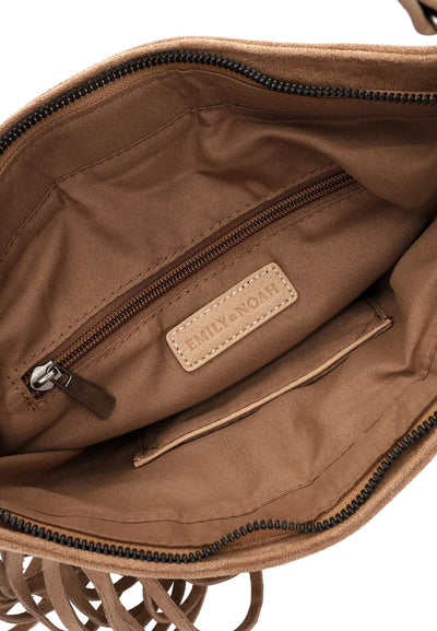 Sand Fringed Faux Suede Bag
