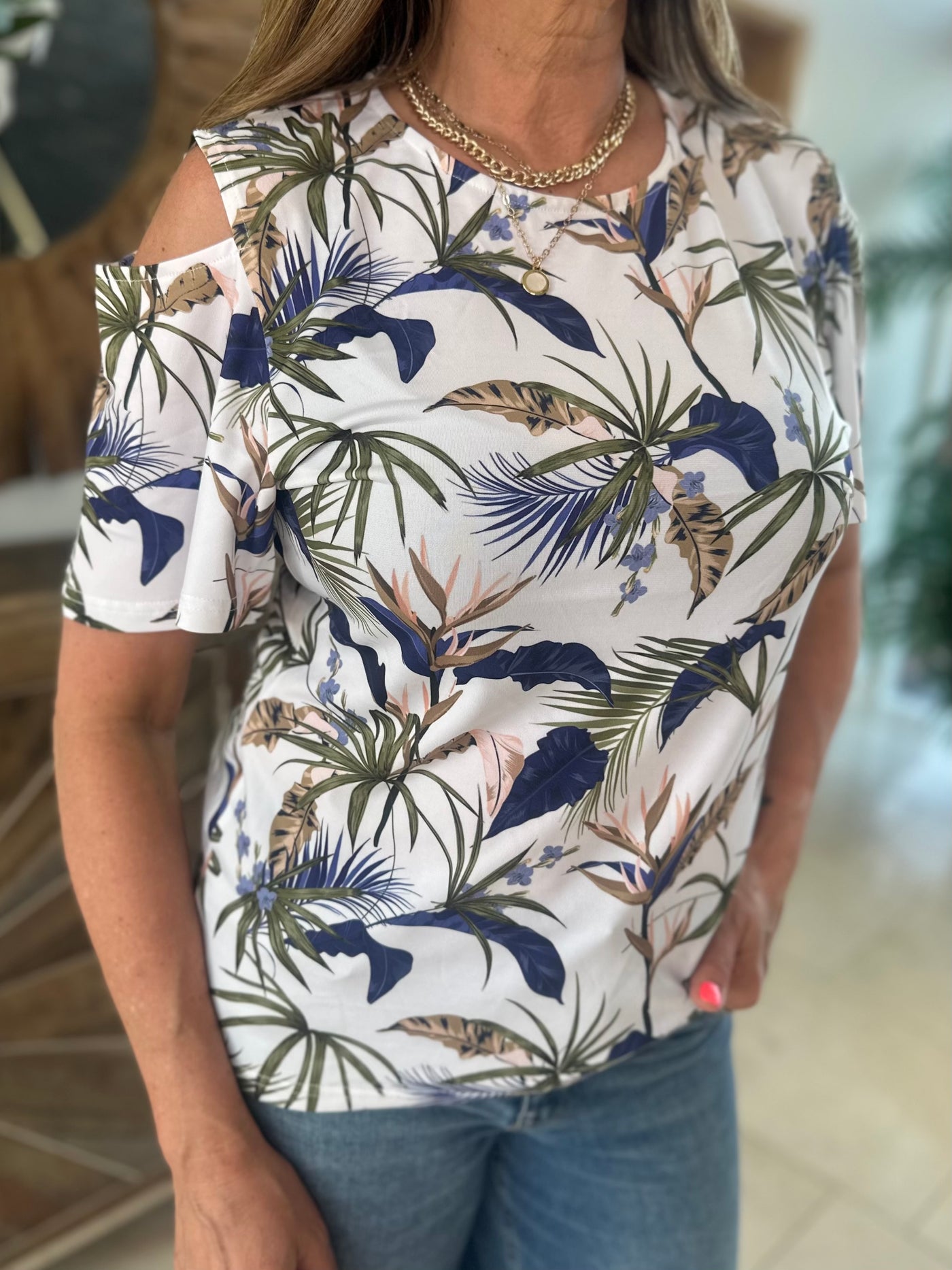 Floral Cold Shoulder Top