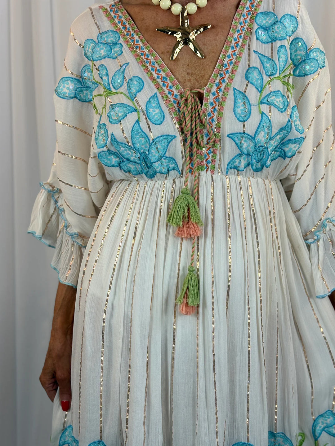 Rosalie Floral Boho Dress - Blue