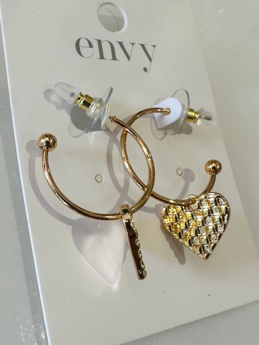 Gold Woven Heart Hoop Earrings