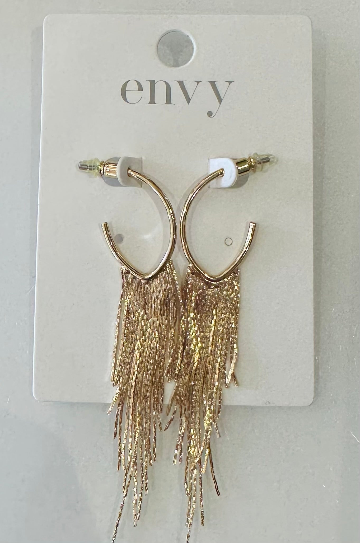 Gold Fringed Hoop Earrings