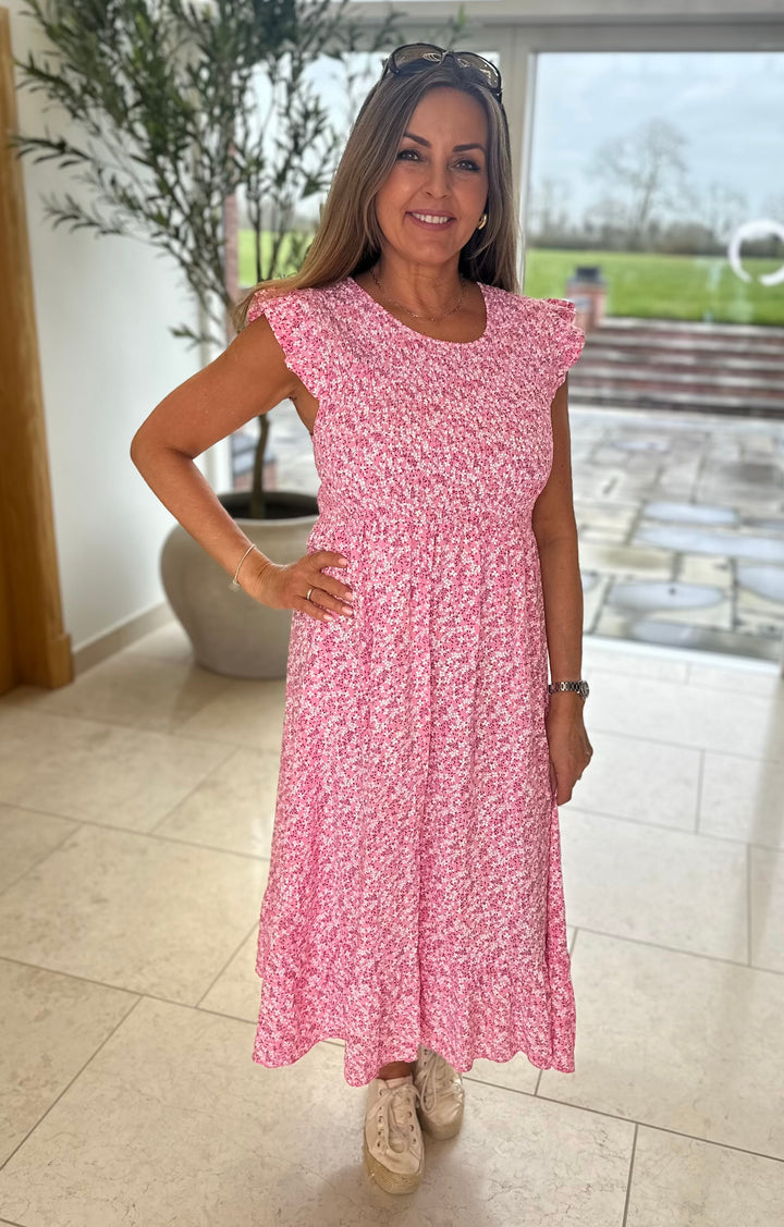 Pink Ditsy Print Dress