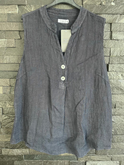 d.e.c.k Navy Pinstripe Top