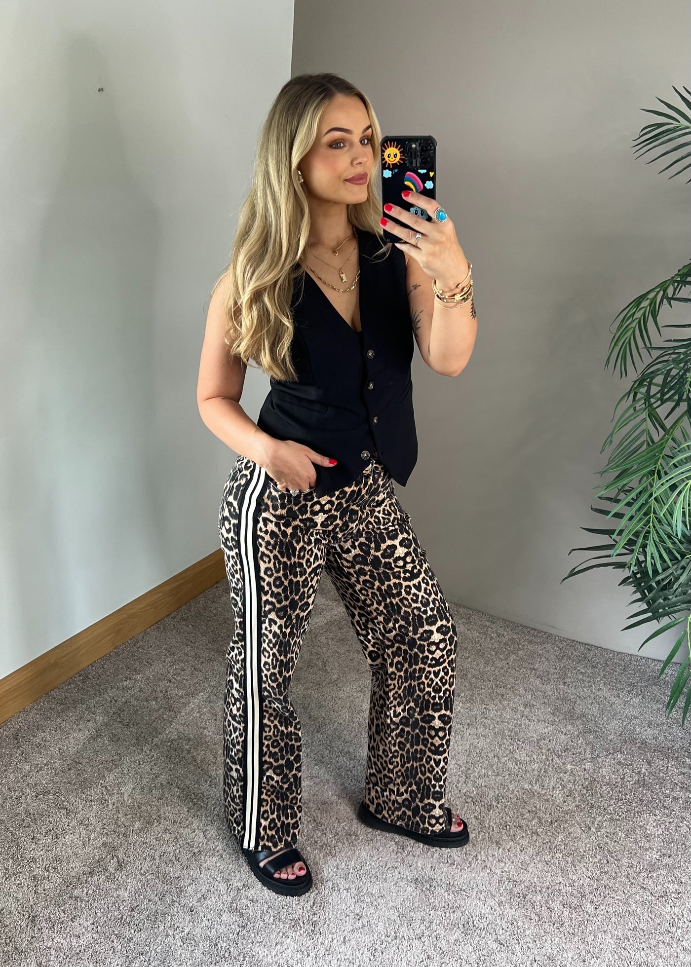 Leopard & Stripe Stretchy Jeans