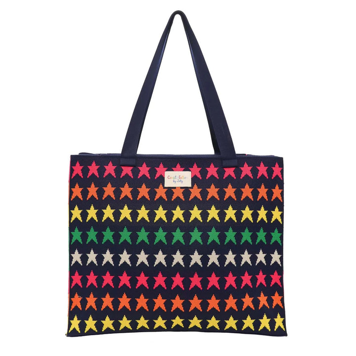 Zelly Navy Star Tote Bag - Large