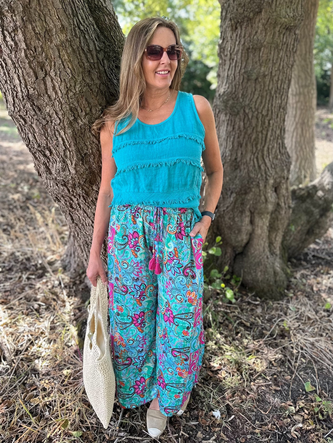 Teal Ruffle Front Vest
