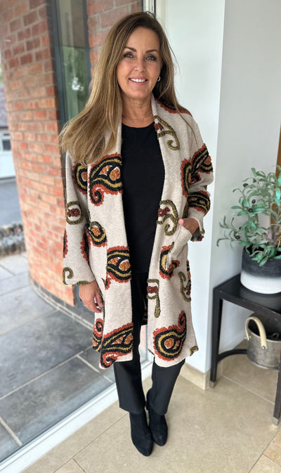 Oatmeal Paisley Coat