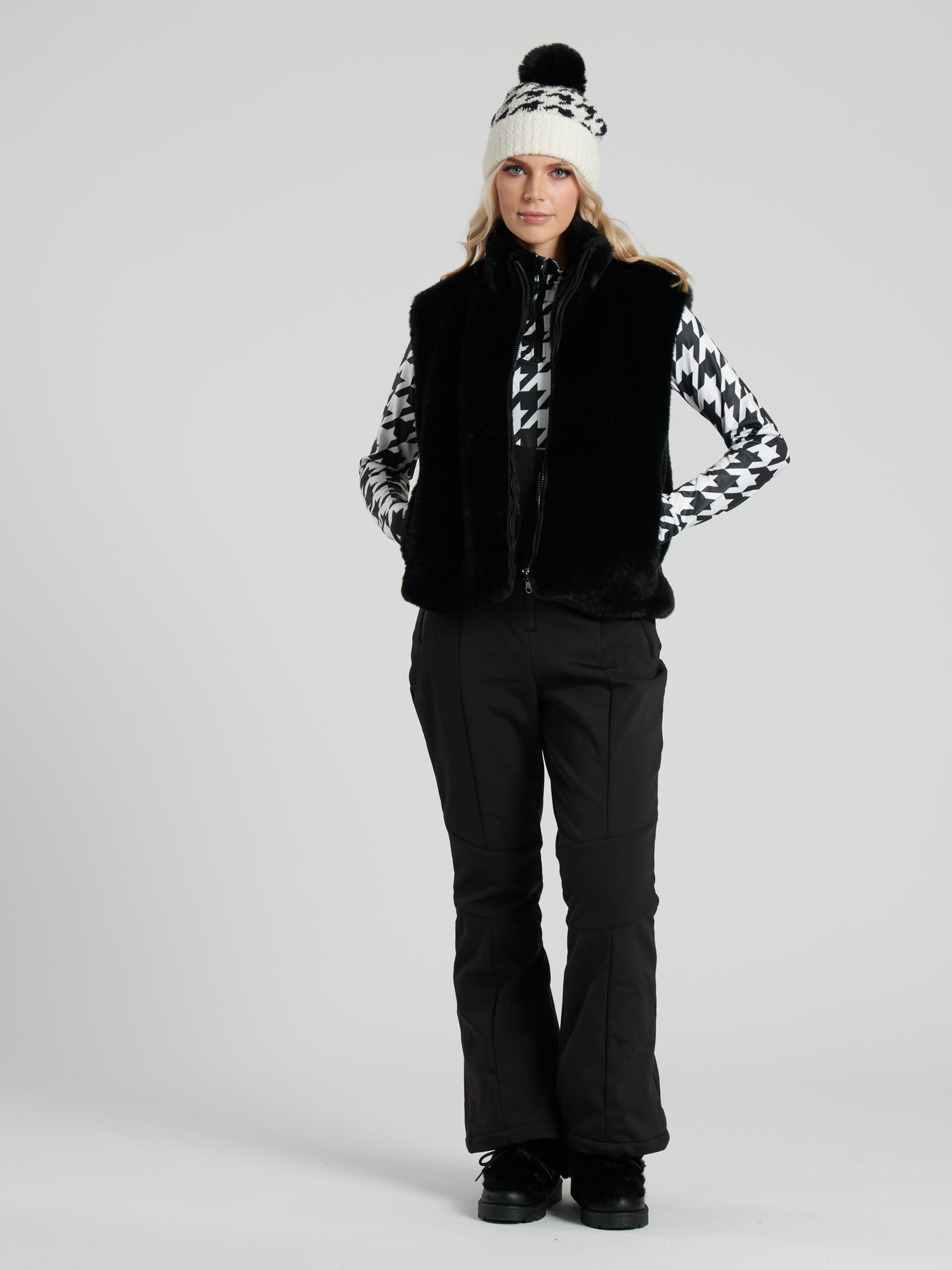 Black Faux Fur Zip Up Gilet