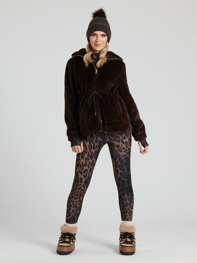 Chocolate Faux Fur Waist Tie Jacket