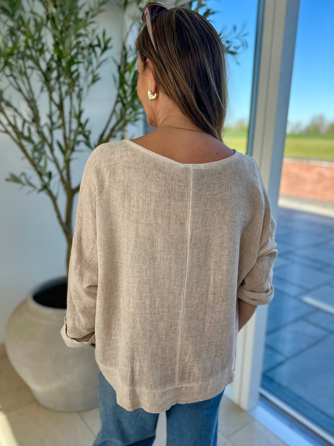 Stone Ruched Side Waffle Top