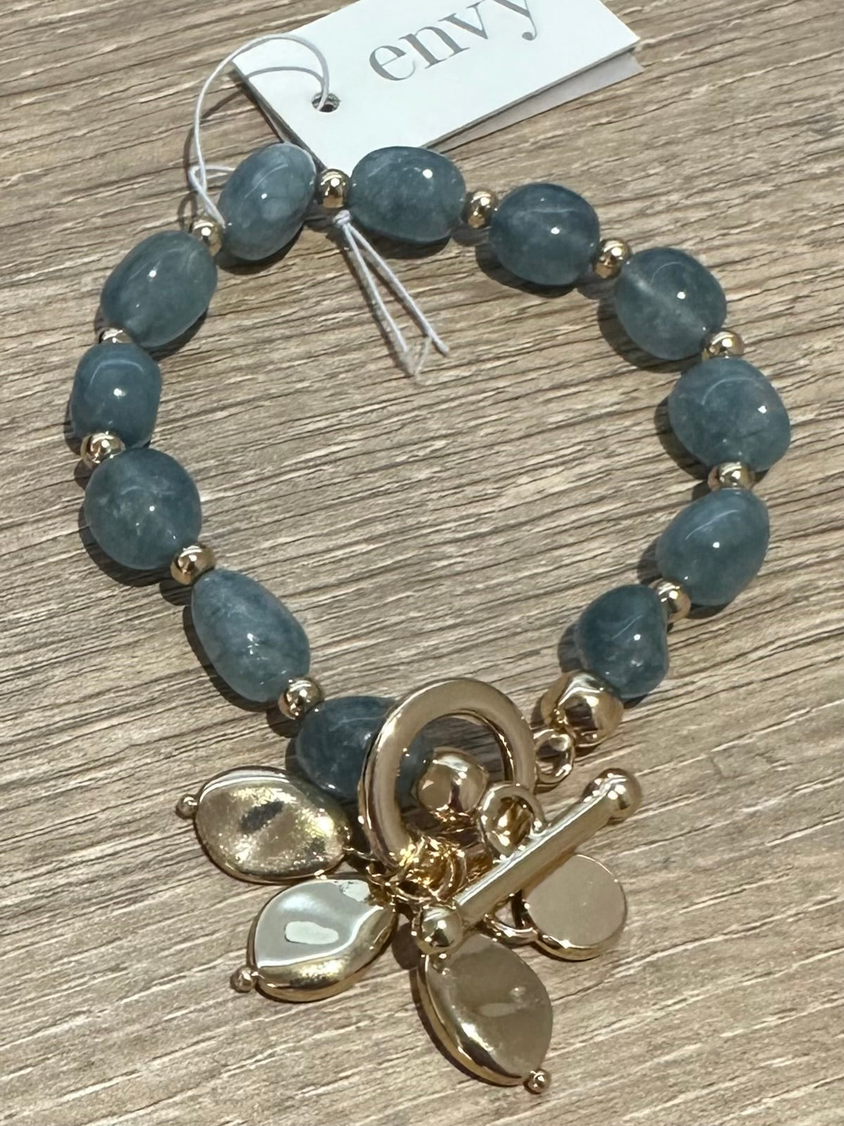 Blue & Gold Charm Bead Bracelet