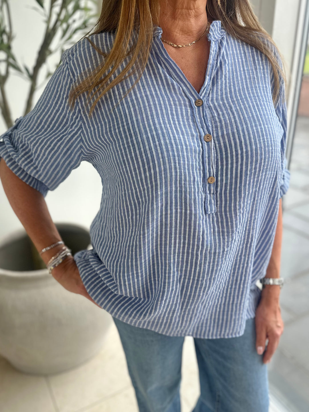 Blue Harper Stripe Blouse