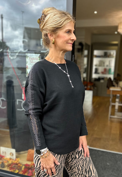 Black Cut Out Shoulder Jumper