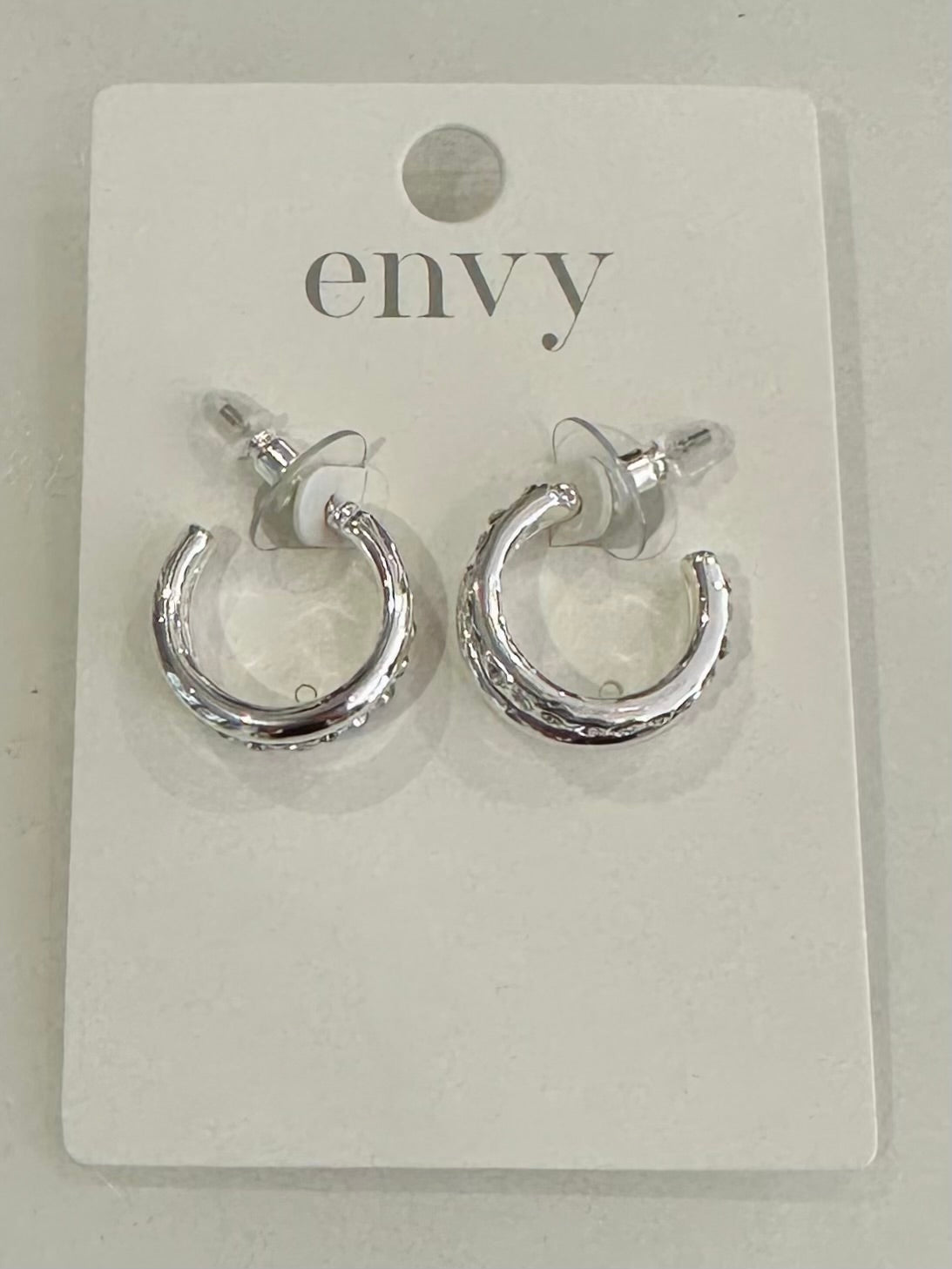 Silver Diamante Double Hoop Earrings