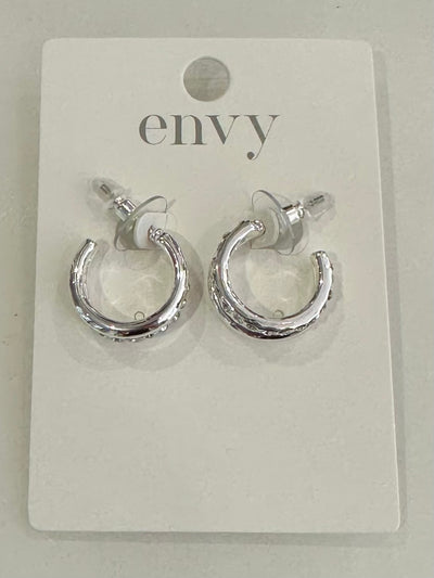 Silver Diamante Double Hoop Earrings