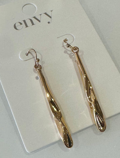 Gold Textured Drop Earrings