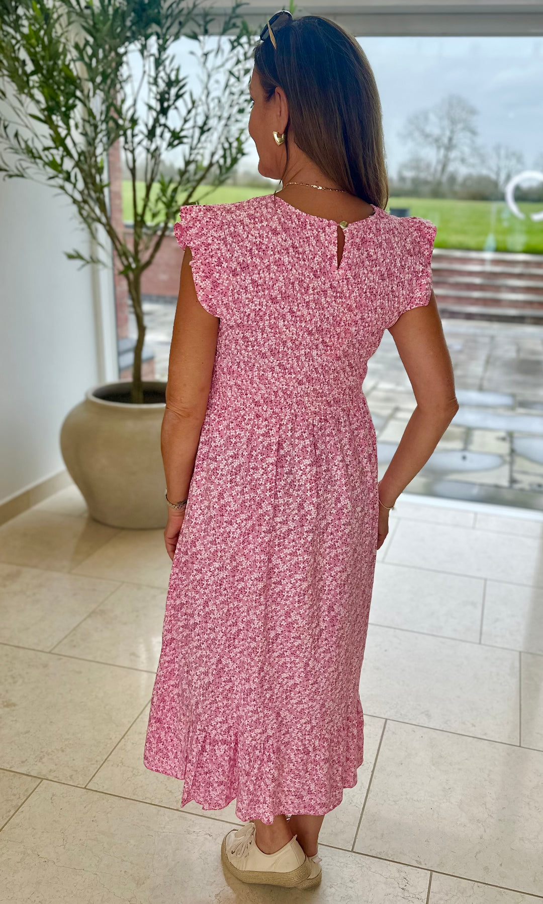 Pink Ditsy Print Dress