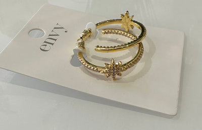 Gold Diamante Star Hoop Earrings