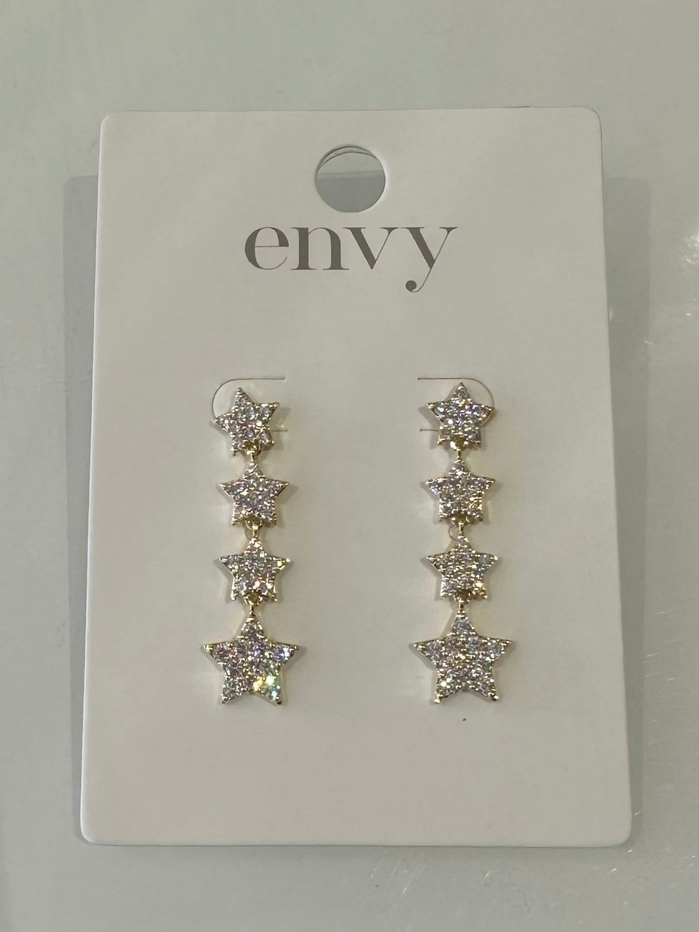 Gold Diamante Star Drop Earrings