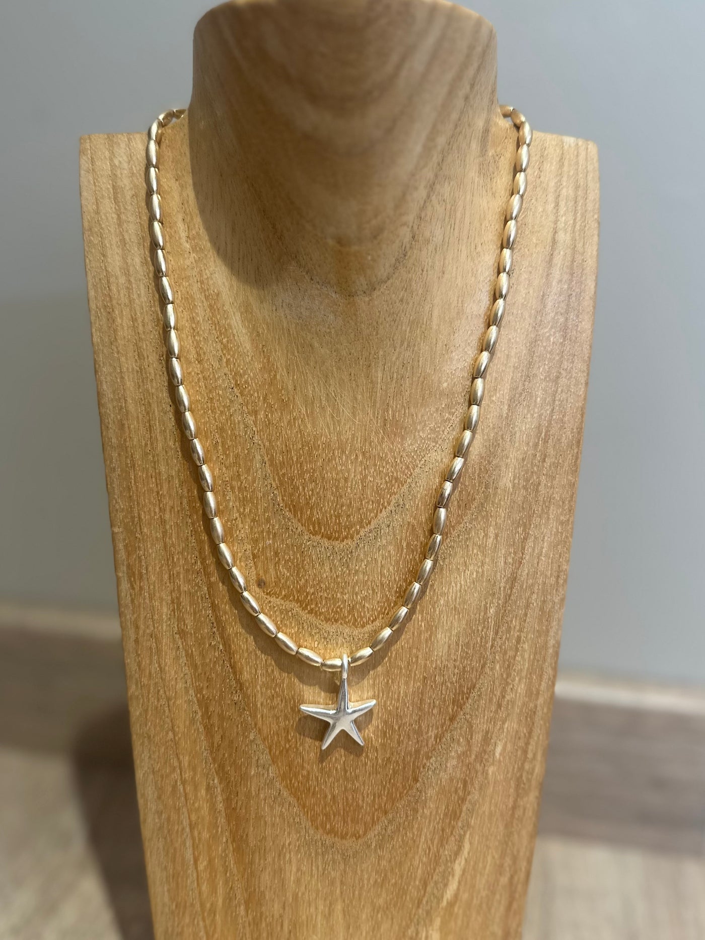Matte Gold Star Charm Necklace