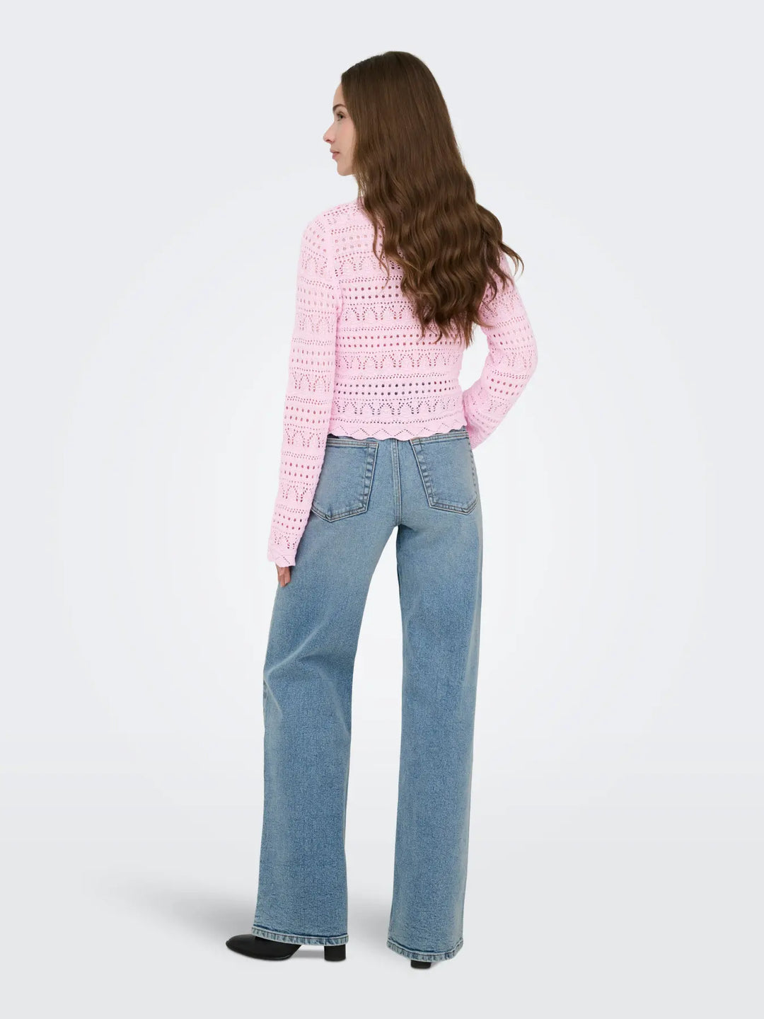 Only Elke Crop Knit Top - Pink