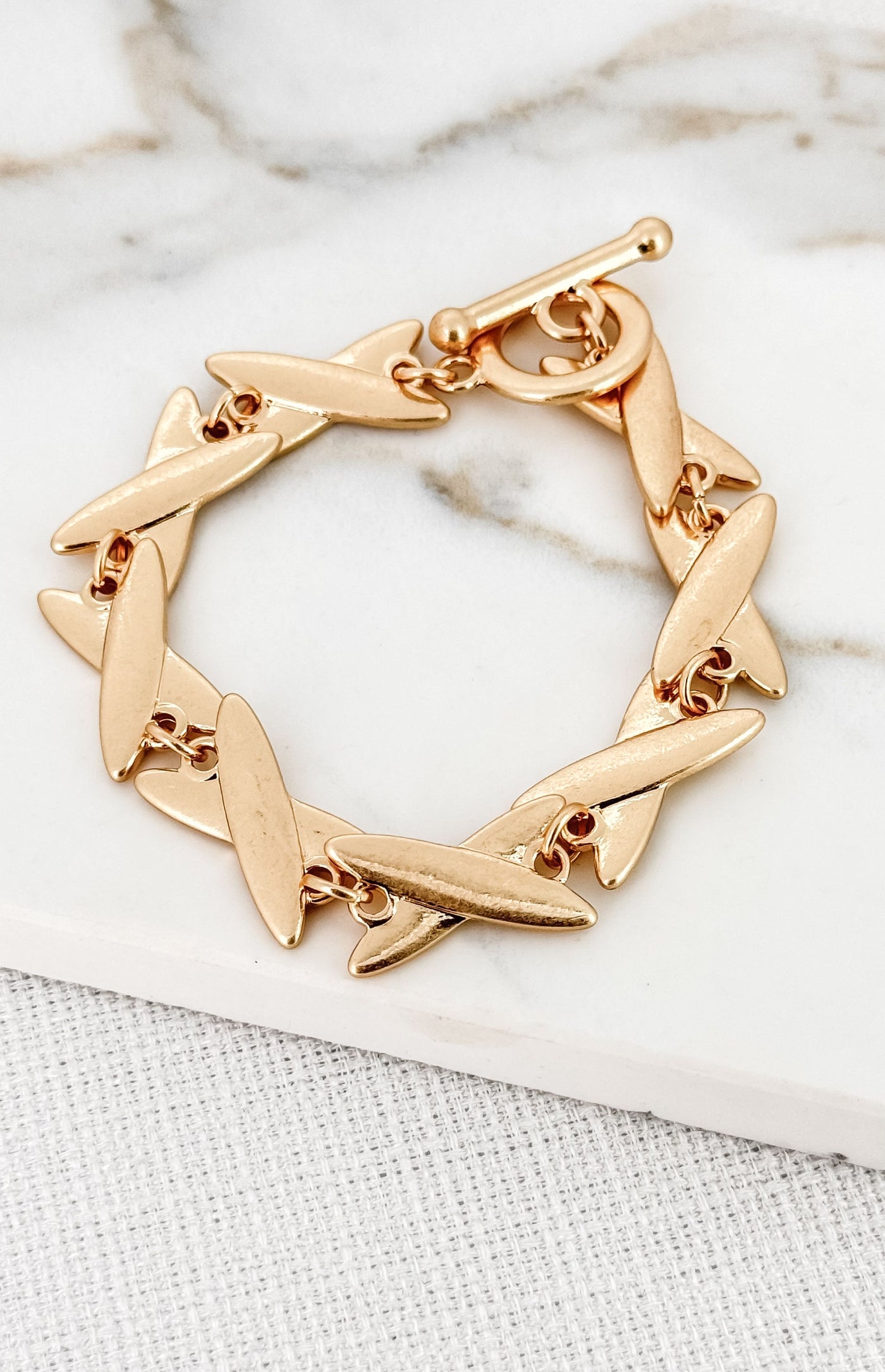 Gold Cross Link Bracelet