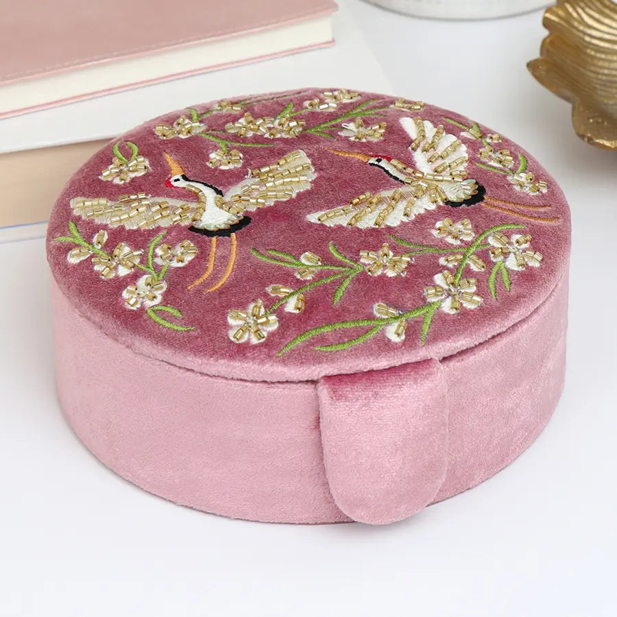 Dusky Pink Cranes Jewellery Box