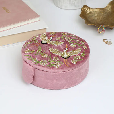 Dusky Pink Cranes Jewellery Box