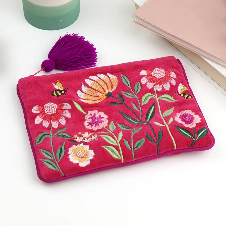 Fuchsia Velvet Pouch