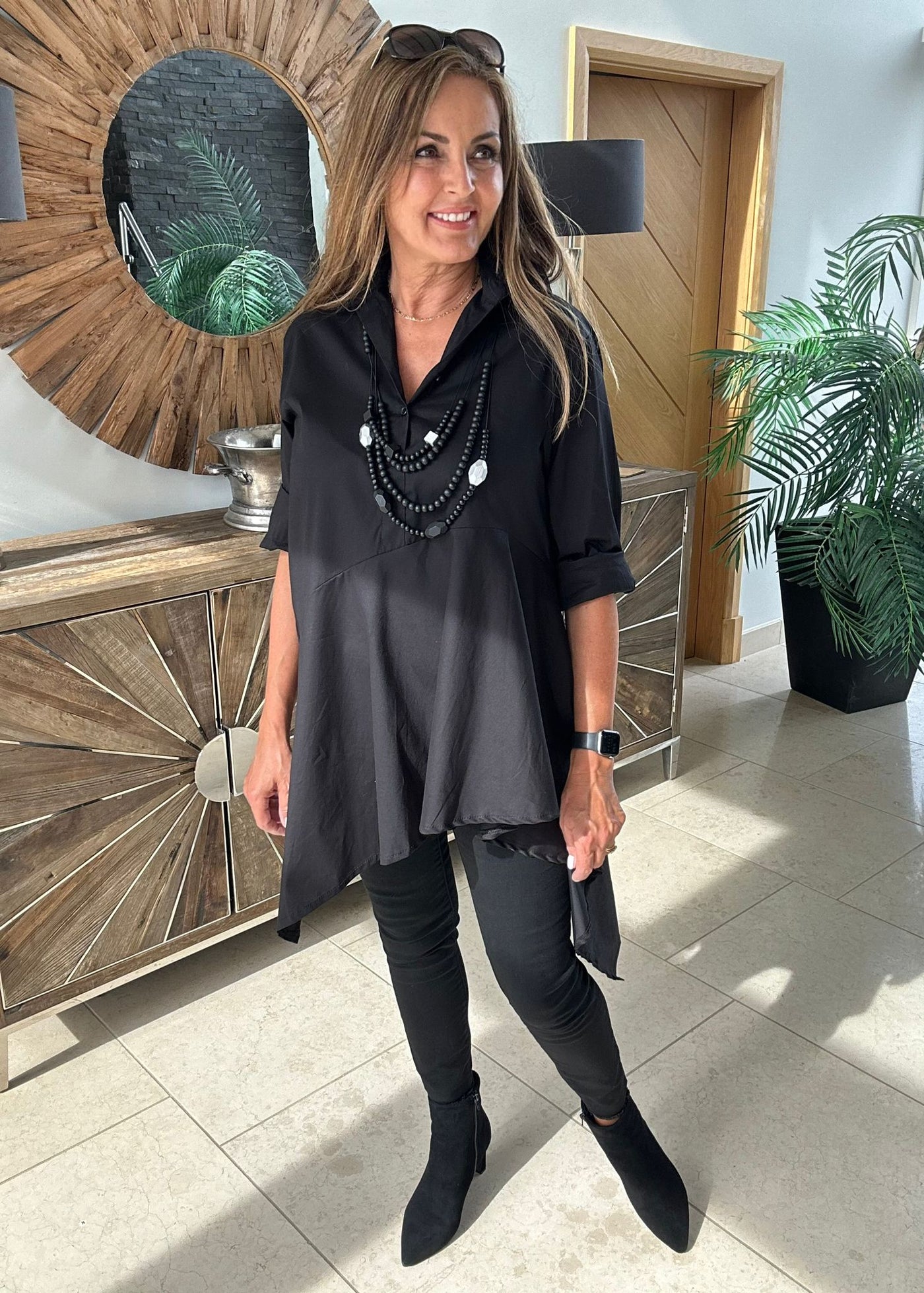 Black Cotton Asymmetric Tunic