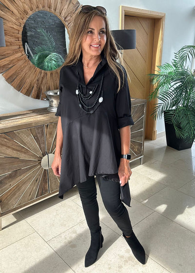 Black Cotton Asymmetric Tunic