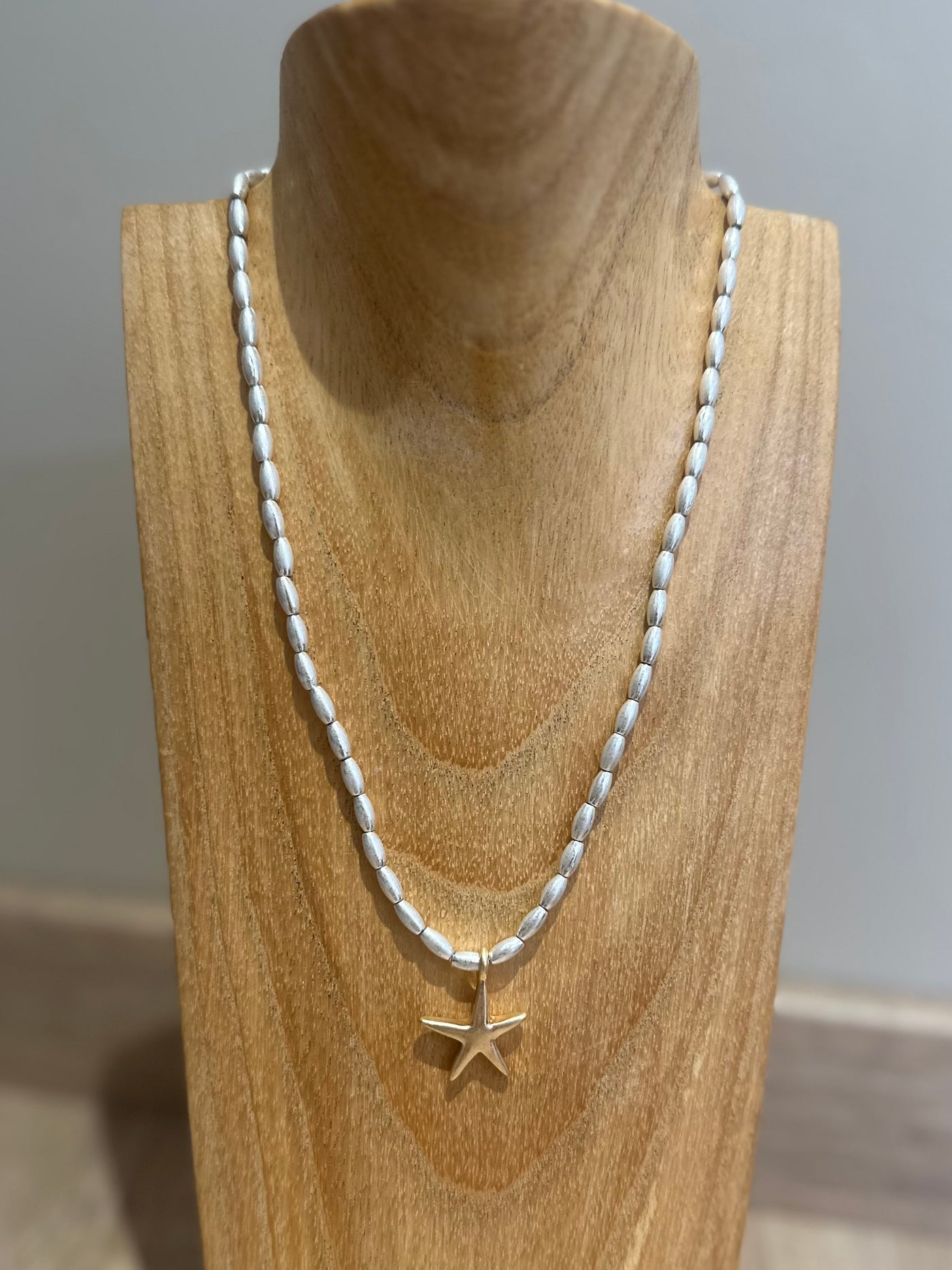 Matte Silver Star Charm Necklace