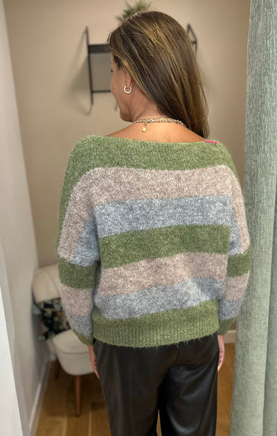 Green Wide Stripe Jumper