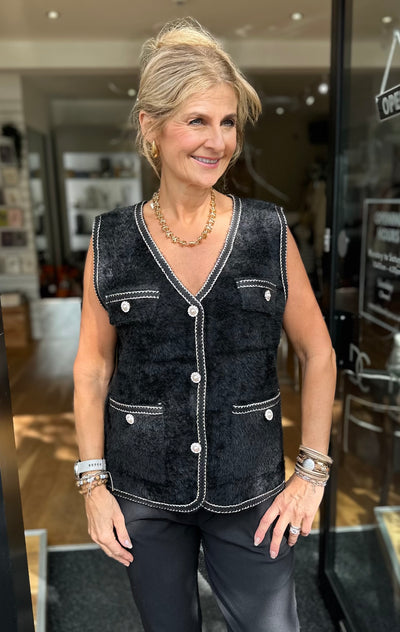 Black & Gold V Neck Waistcoat