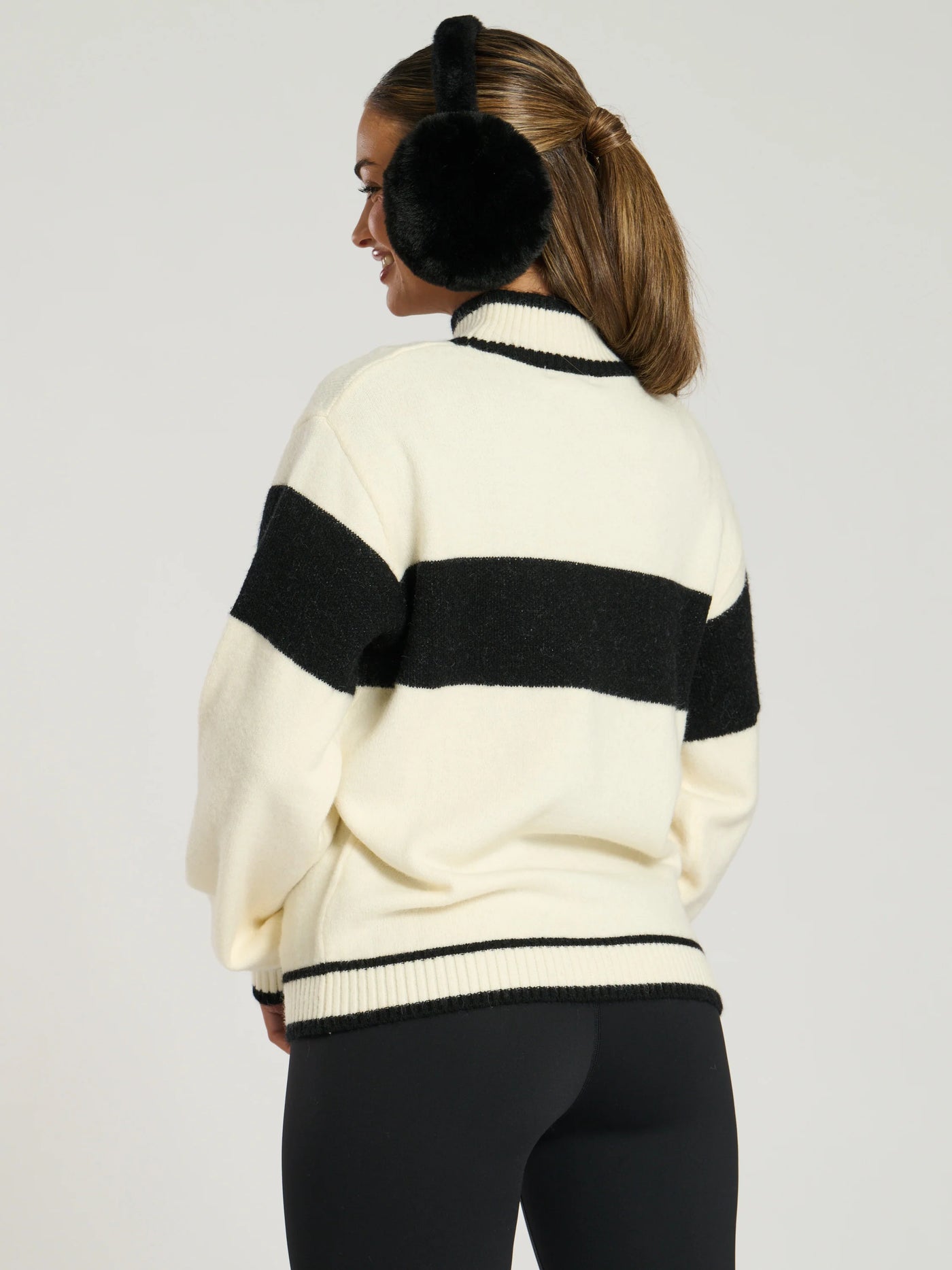 Cream & Black Ski Slogan Jumper