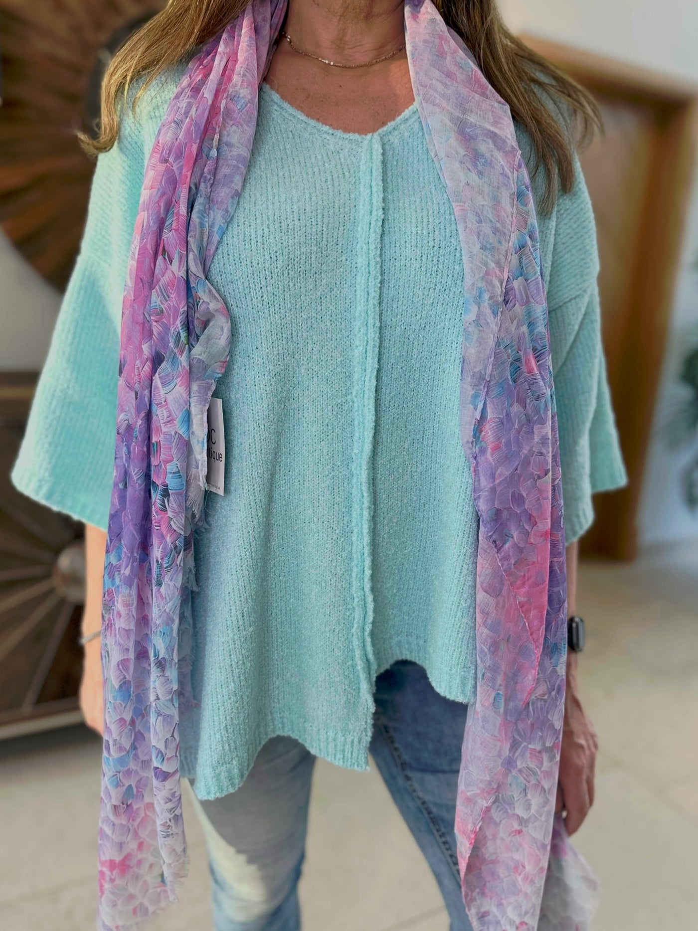 Turquoise Seam Front Knit