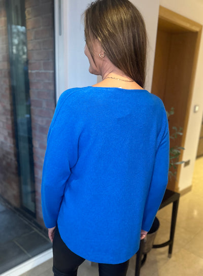 Cobalt Seam Detail V Neck Knit