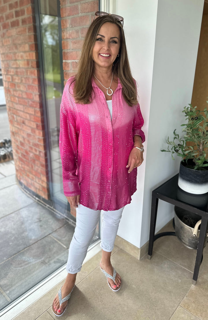 Pink Ombré Sequin Shirt