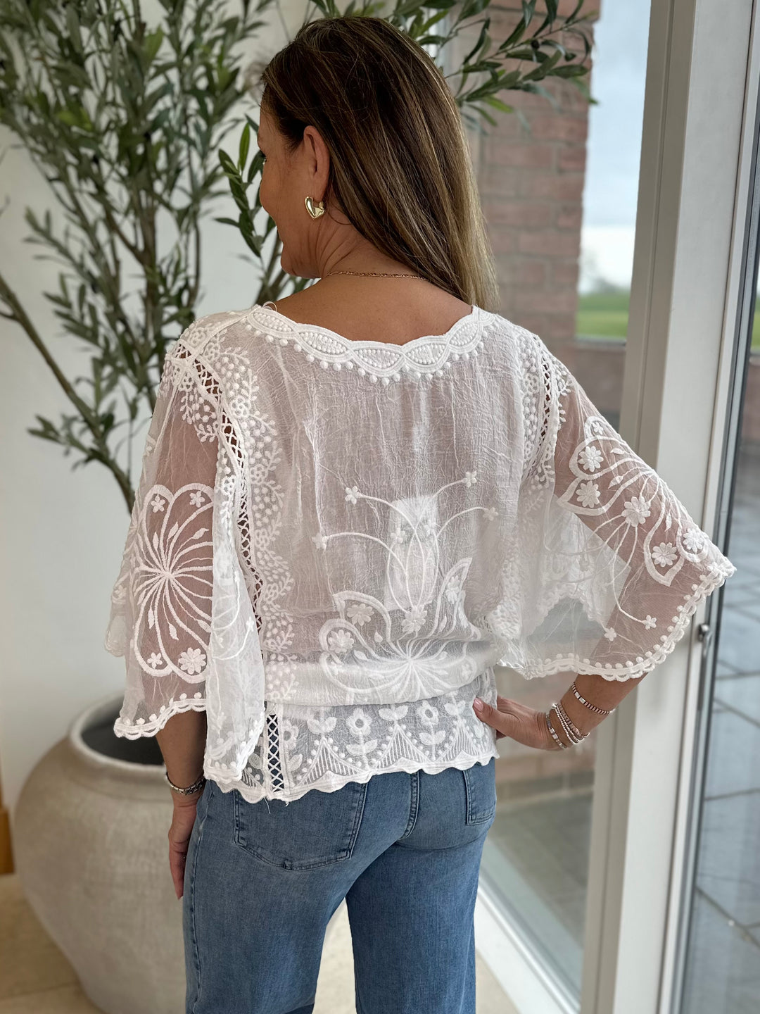White Lace Butterfly Top