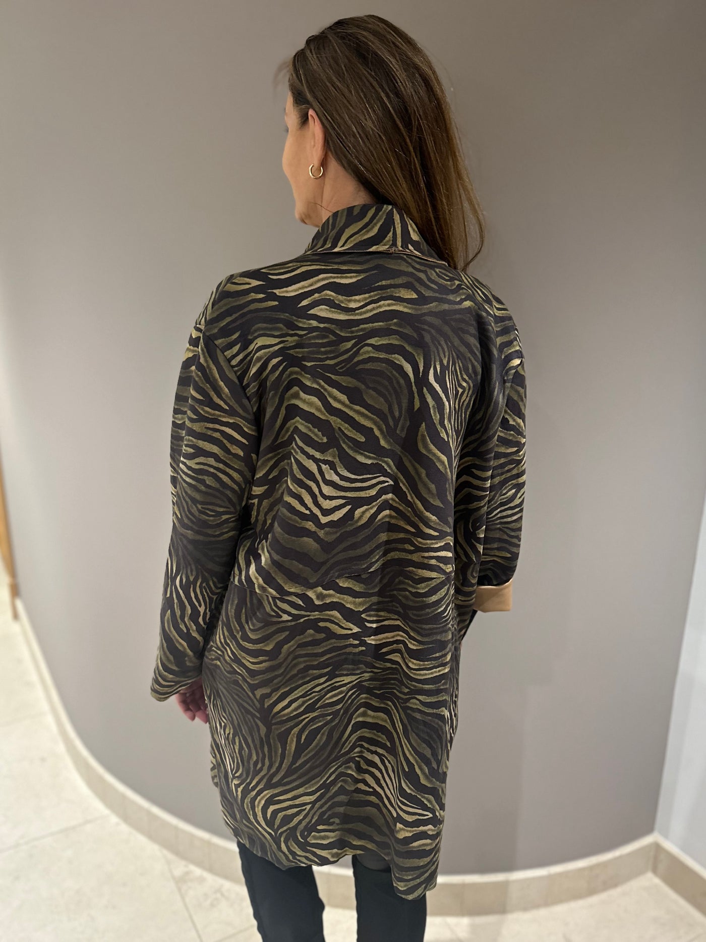 Khaki Zebra Soft Suedette Coat